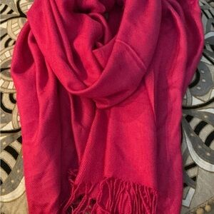 Vibrant Fuchsia Pink Oversized Pashmina Scarf Wrap - 70x30”